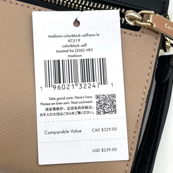 Kate Spade Large Madison Trifold Travel Colorblock Wallet Wristlet - Picture 8 of 8